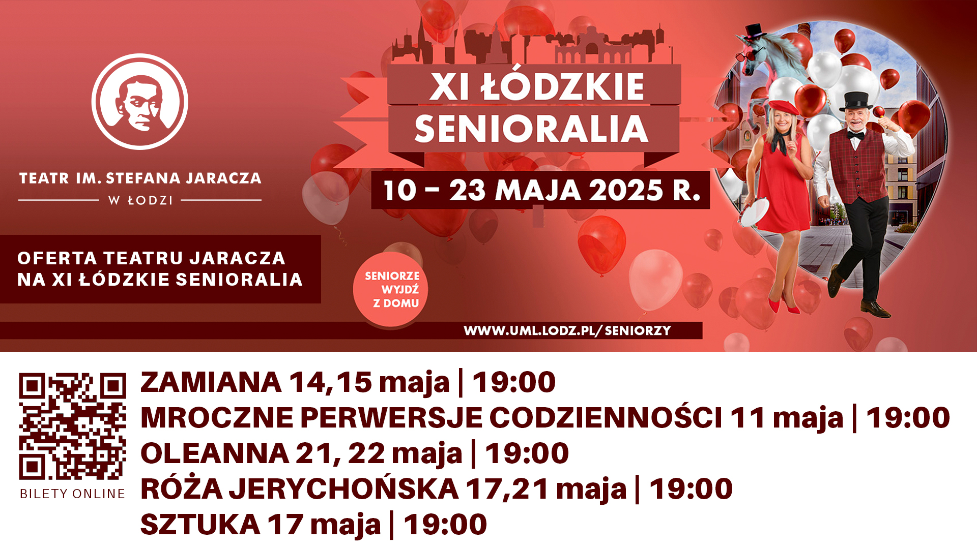grafika przedstawia ofertę Teatru Jaaracza na Senioralia