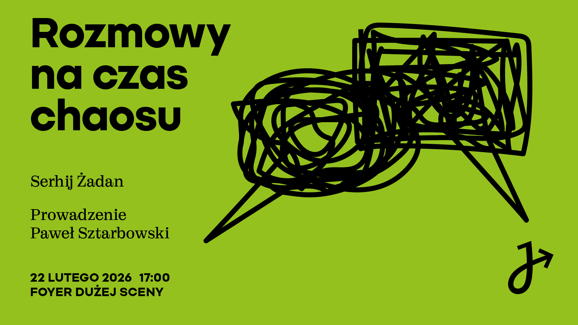 grafika promująca rozmowy na czas choasu - spotkanie z Serhijem Żadanem 