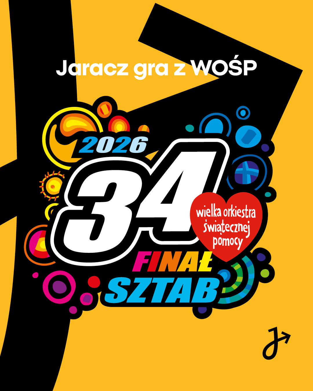 grafika przedstawiająca logotyp Teatru z hasłem Jaracz gra z WOŚP 