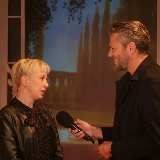 próba medialna spektaklu „Świętoszek", na zdjęciu: Olivier Janiak i Magdalena Piekorz, fot. Alicja Miśkiewicz