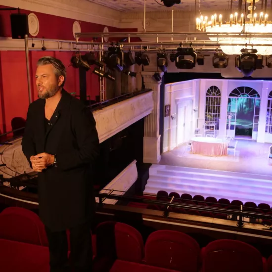 próba medialna spektaklu „Świętoszek", na zdjęciu: Olivier Janiak, fot. Alicja Miśkiewicz