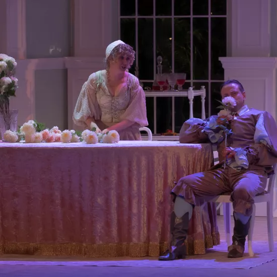 „Świętoszek", na zdjęciu: Iwona Karlicka,Marek Nędza, fot. Mikołaj Pływacz