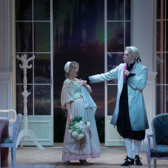 „Świętoszek", na zdjęciu: Iwona Karlicka, Łukasz Stawowczyk, fot. Mikołaj Pływacz