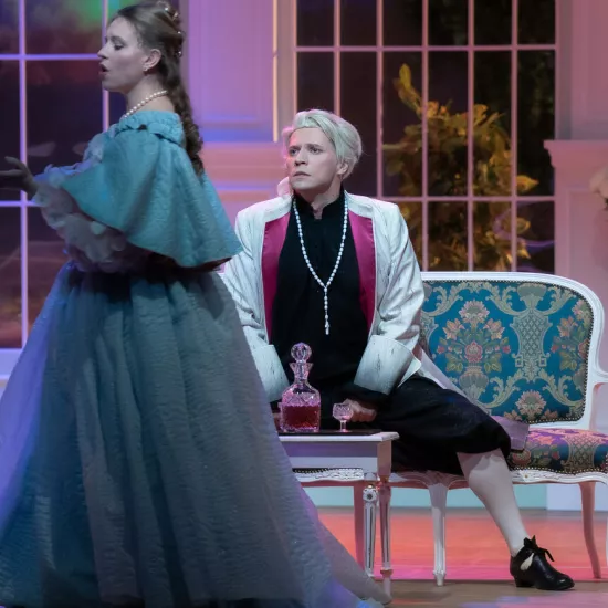 „Świętoszek", na zdjęciu: Łukasz Stawowczyk, Matylda Paszczenko, fot. Mikołaj Pływacz