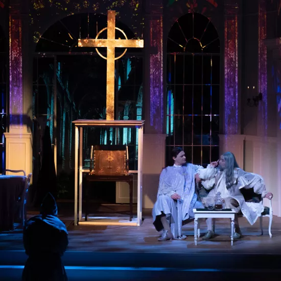 „Świętoszek", na zdjęciu: Marcin Włodarski, Dariusz Bereski, fot. Mikołaj Pływacz